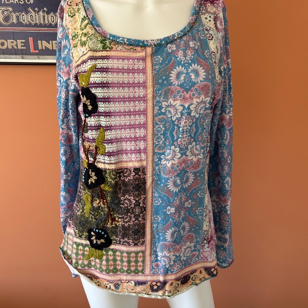 Sundance Multi-Pastel Patterned Pullover Long-Sle… - image 2